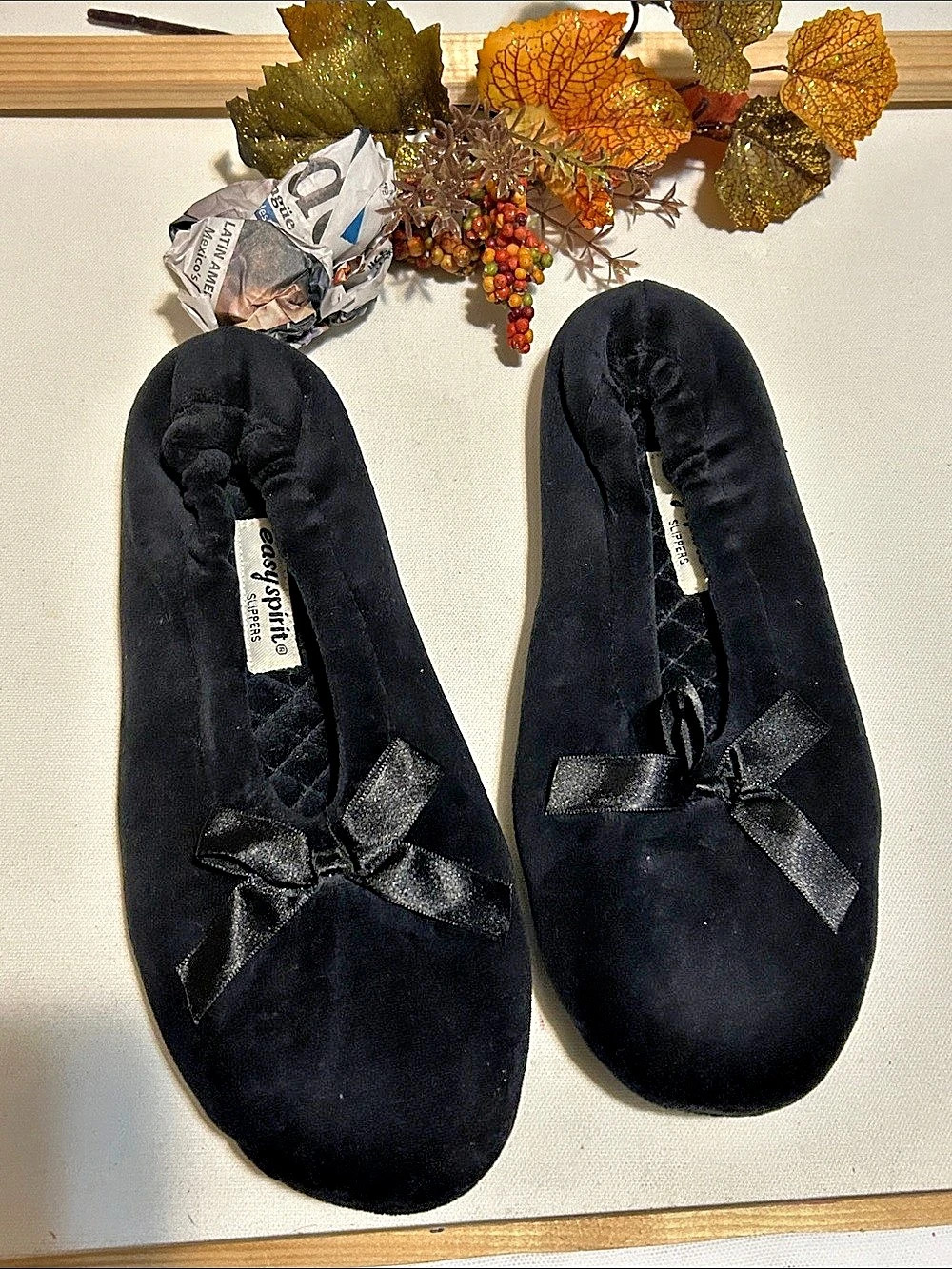 easy spirit Black Velvet Ballerina Slippers Black US 8